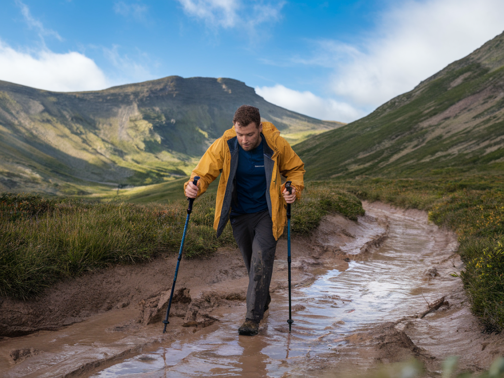 Which lightweight trekking pole setups actually stop you slipping on wet heather and muddy ridgelines