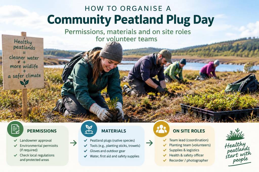 how to organise a community peatland plug day: permissions, materials and on-site roles for volunteer teams