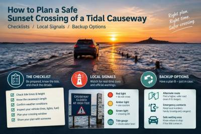 how to plan a safe sunset crossing of a tidal causeway: checklists, local signals and backup options