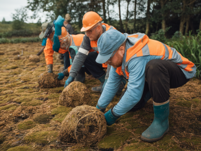 How to make a lightweight peatland repair plug from jute, coir and local sphagnum used by volunteer teams